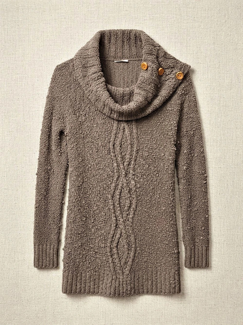 Moth Cowl Neck Cable Knit Sweater in Brown Small